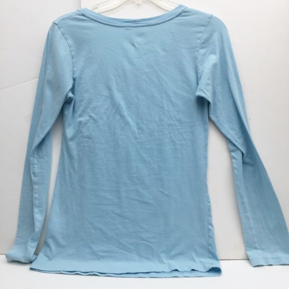2 Tops Active USA Blue Long Sleeve + Banana Republic Gray Stripe Short Sleeve - Picture 8 of 9